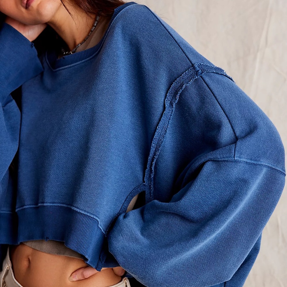 We the Free Camden Blue Cropped Sweatshirt
